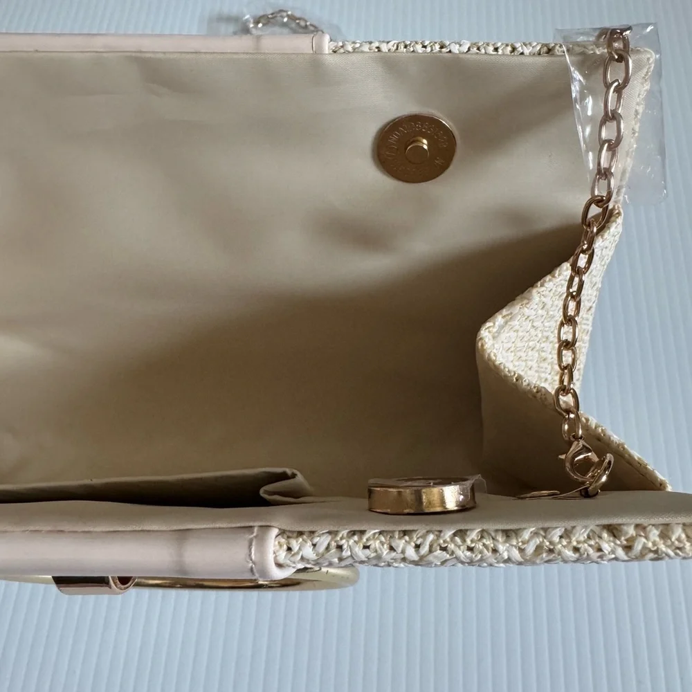 Cream and Gold Clutch with Tassel